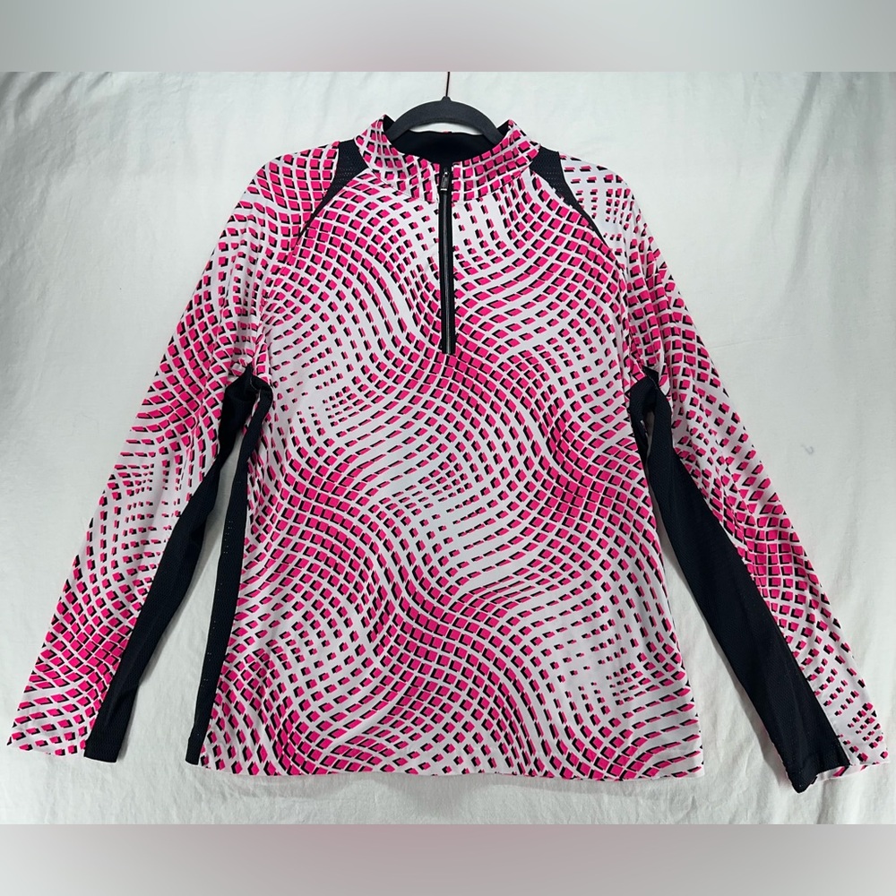 Tail Womens XXL Geometric Long‎ Sleeve 1/4 Zip Pullover Golf Shirt Activewear
